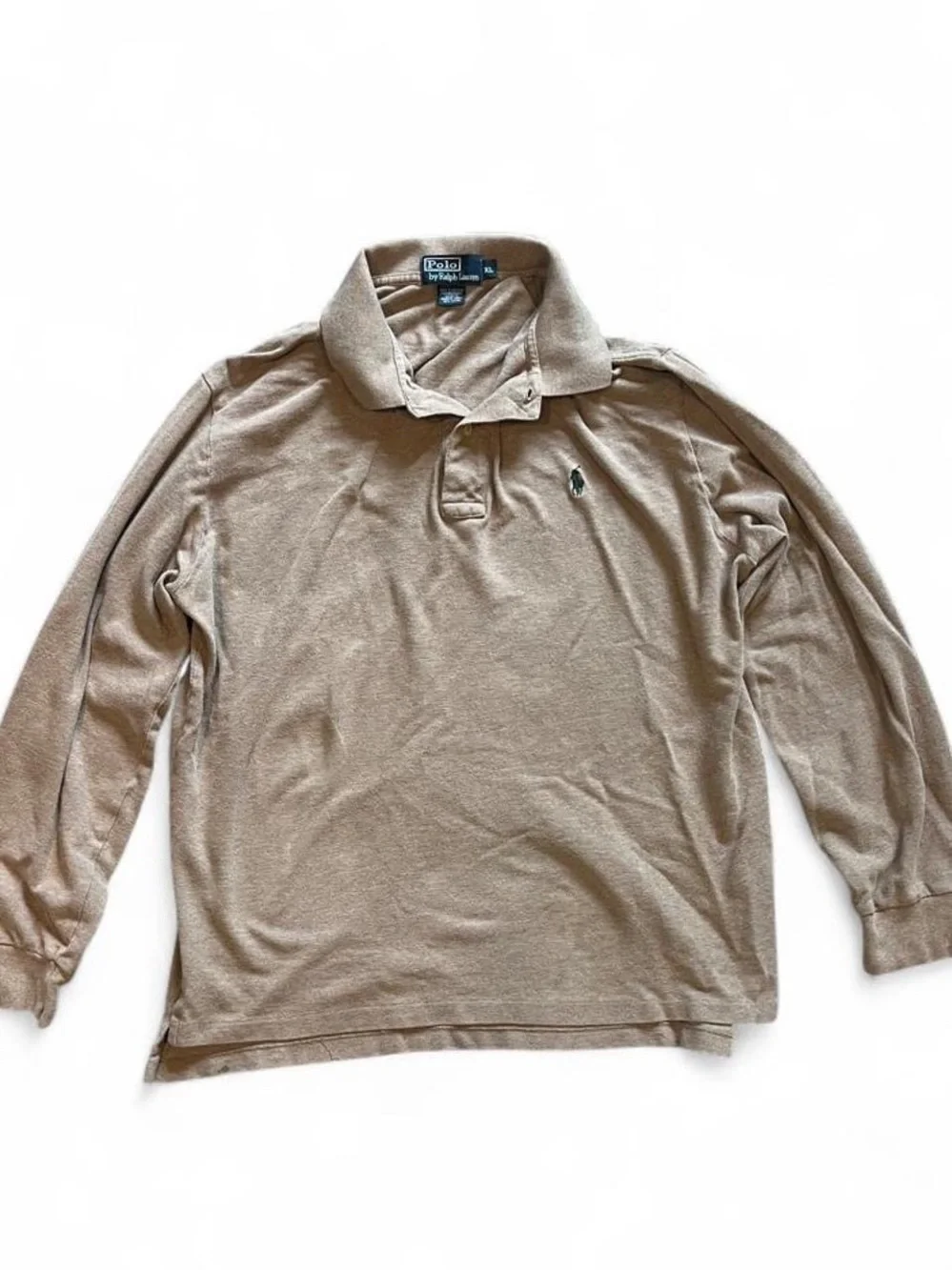 Vintage made in the USA Polo by Ralph Lauren XL Long Sleeve Polo - Beige